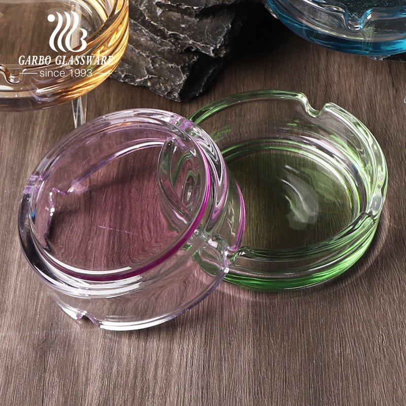 3.8 Inches Wholesale Classic Ashtray Customized Colored Glass Ashtray for Cigarette