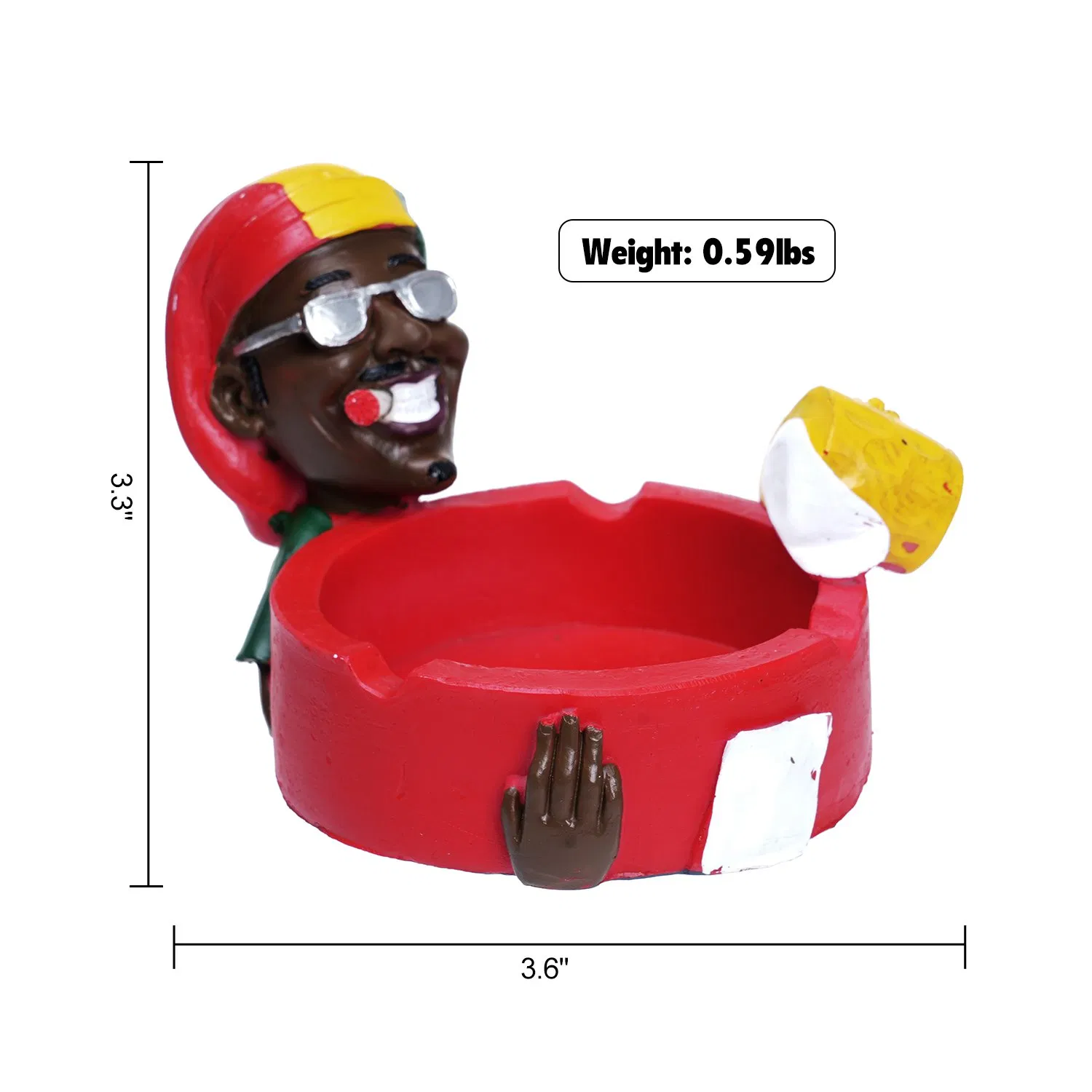 Custom Design Jamaican Handmade Shape Cigar Portable Colorful Resin Ashtray