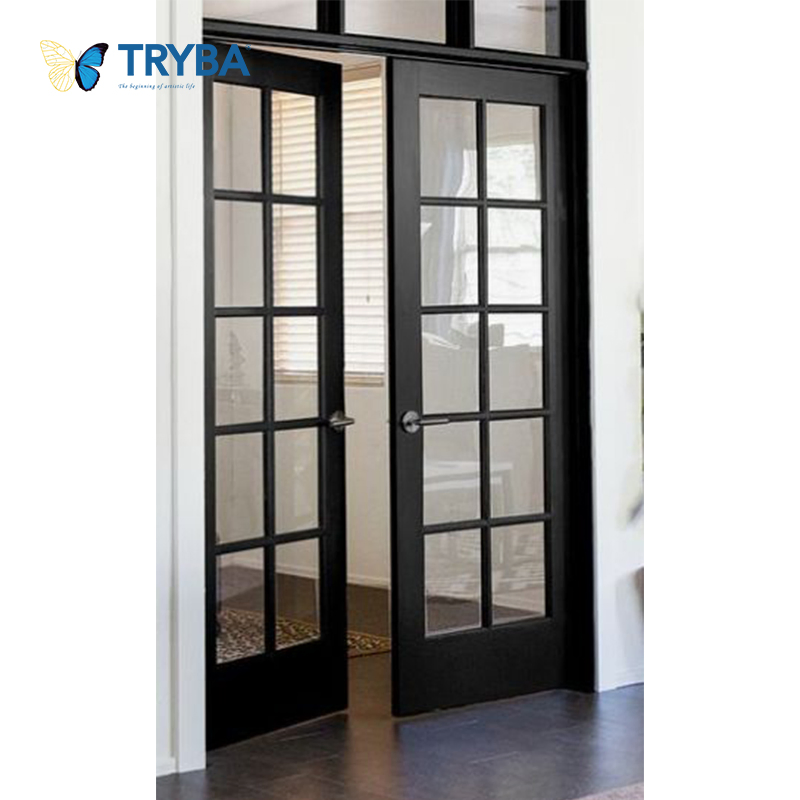 Decorative Muntin Bars Classic UPVC Casement Door for Villas