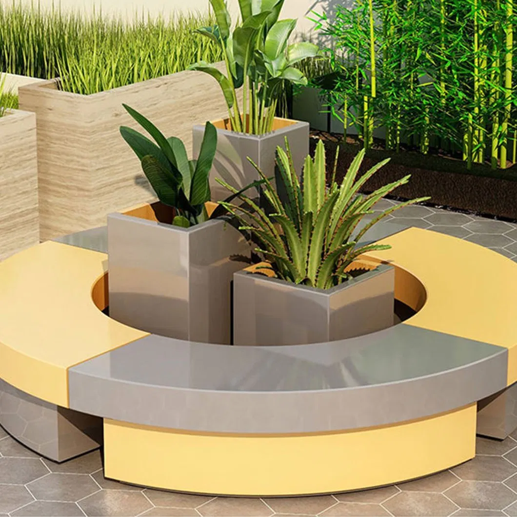 Free Combination Modern Decoration Furniture Public Area Waiting Chairs Fiberglass Round Chair Planter Flower Pot