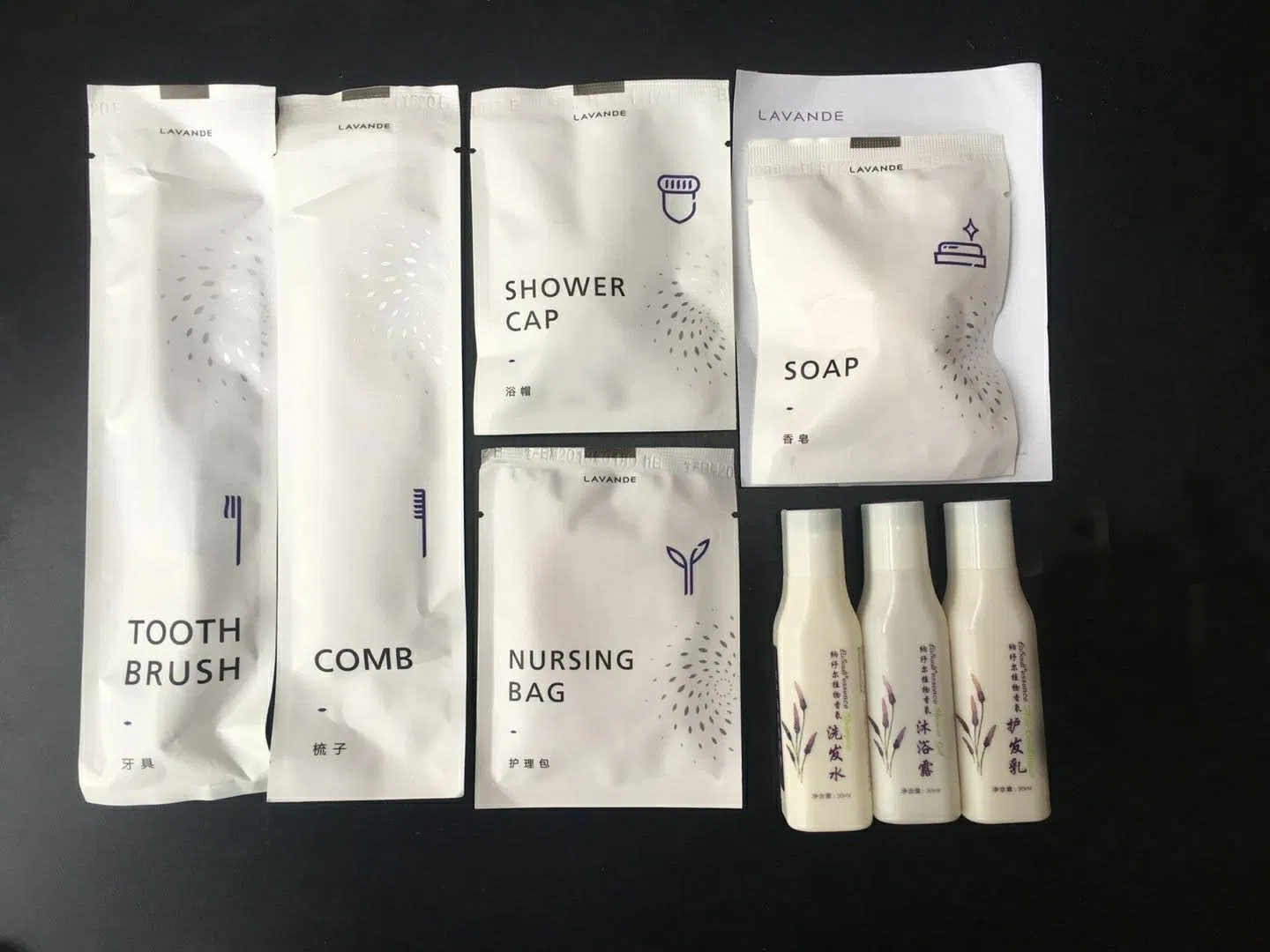 Amenity Kits in Paper Box for Hotel Room Using