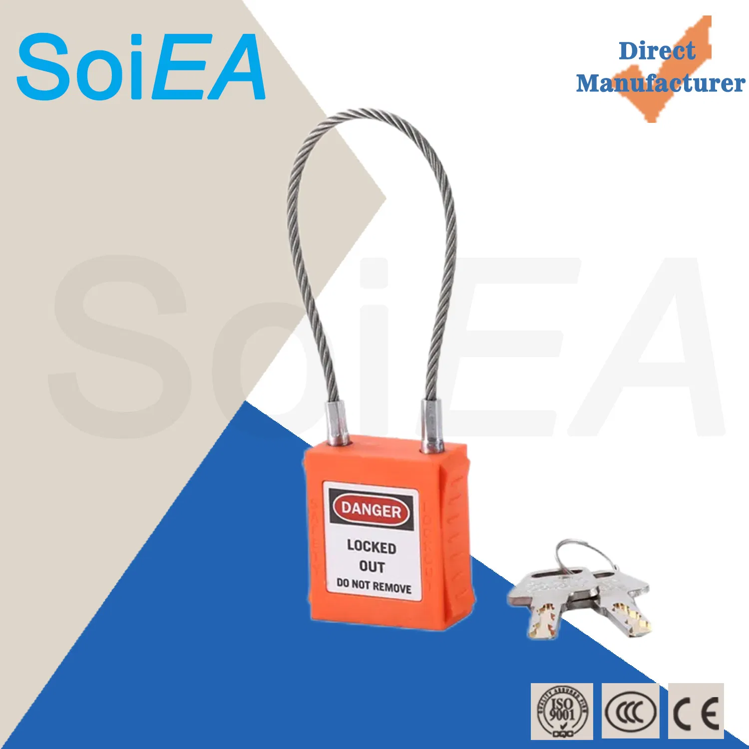 Lockout Tagout Industrial Safety Steel Cable Lock Dustproof Security Closed Shackle Stainless Steel Nylon Long Safety Padlock