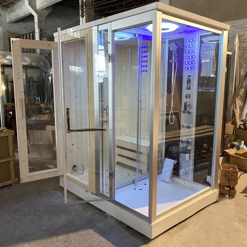 HS-Sr013 Mini 2 Person Dry Solid Wood Sauna Room Home Indoor Steam Sauna Room Personal Steam Shower Sauna Combo