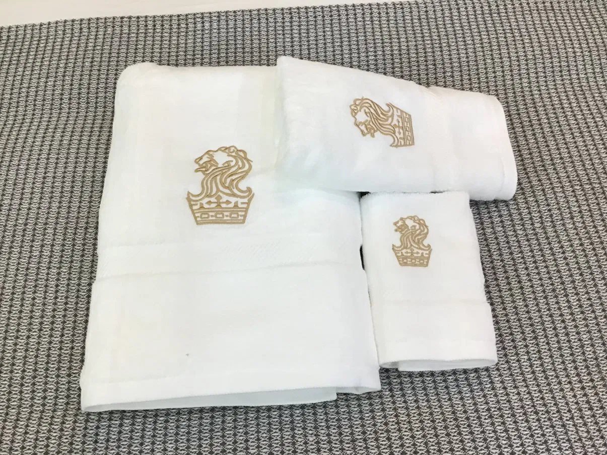 Wholesale SPA Natural 100% Pure Cotton Hilton Hotel White Face Hand Towel with Embroidery Logo