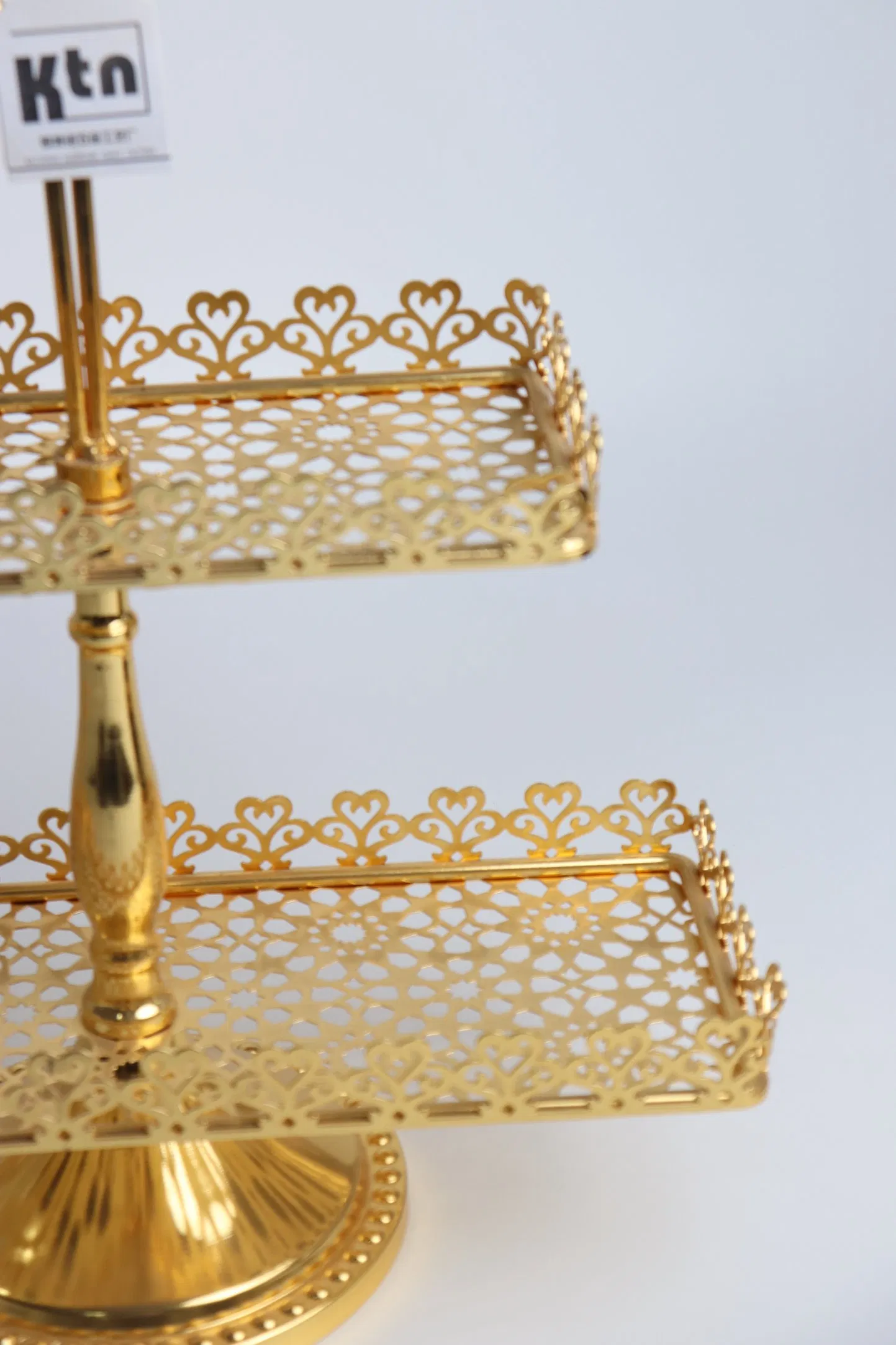 Medium Size Double Layered Cake Gold-Plated Iron Standard Decoration Pentagram Plate Afternoon Tea Cake Stand