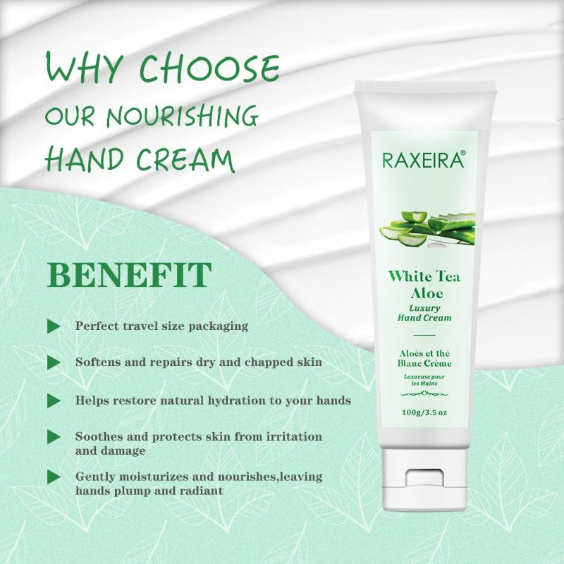 Factory Wholesale Private Label Organic Moisturizing White Tea Extract & Aloe Vera Hand Cream