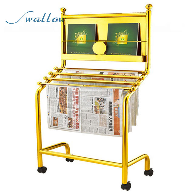 Display Hotel Information Rack, Catalogue & Reference Racks, Hotel Metal Newspaper Rack Magazine Display Stand