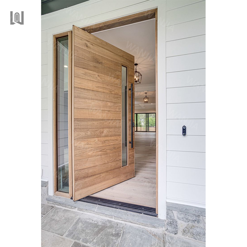 Fast Delivery Modern Wooden Exterior Glass Pivot Wooden Front Doors