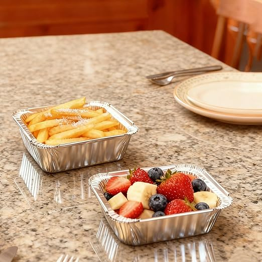 8342 1lb Rectangle Aluminum Foil Food Container with Lid Disposable Take-Away Aluminum Foil Lunch Box