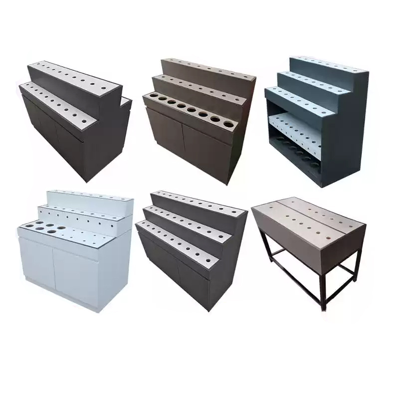 Factory Showroom Wood Slatwall Adjustable Kitchen and Bathroom Basin Tap Shop Rack Faucet Display Stand