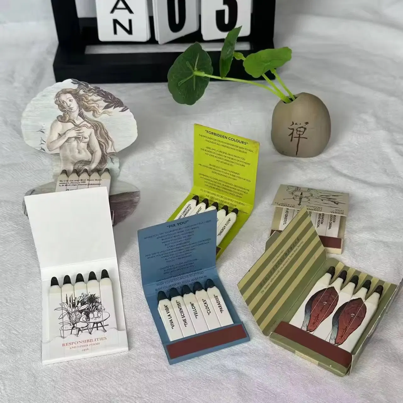 Spot Aromatherapy Candle Matchstick Matchbook Customized Logo Retro Premium Match Hotel Cigar Candle Matches