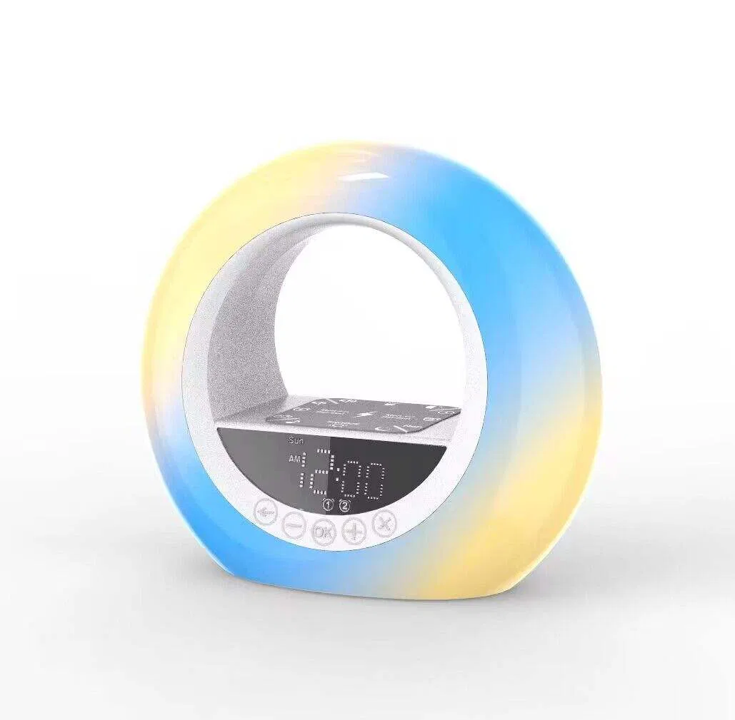 Sunset Wake up Light Alarm Clock for Heavy Sleepers Smart Night Light Alarm Clock with 7 Nature Sounds with 16 Gradient Lighting