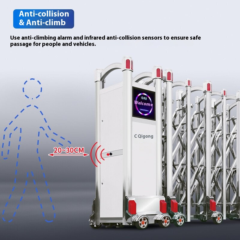 Factory Fence Telescopic Sliding Gate Automatic Stainless Steel Retractable Gate