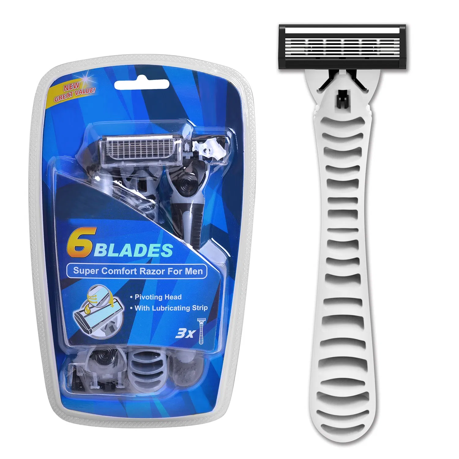 Razor Head of Manual Shaver 6 Blade and Razor Blades for Men
