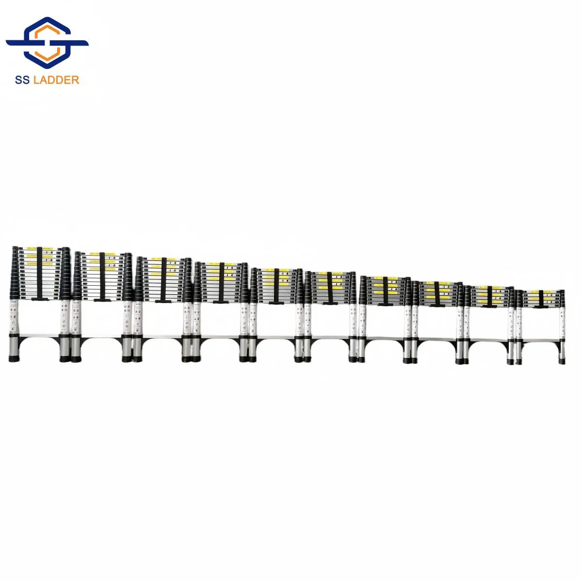 Telescopic Ladder Aluminum Industrial Movable Foot Reliable Foldable Stairs for Indoor with 150kg Load Capacity