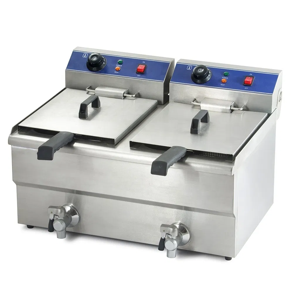 Good Quality Kitchen Appliance Double Tank 2-Basket Electric Fryer Machine for Business