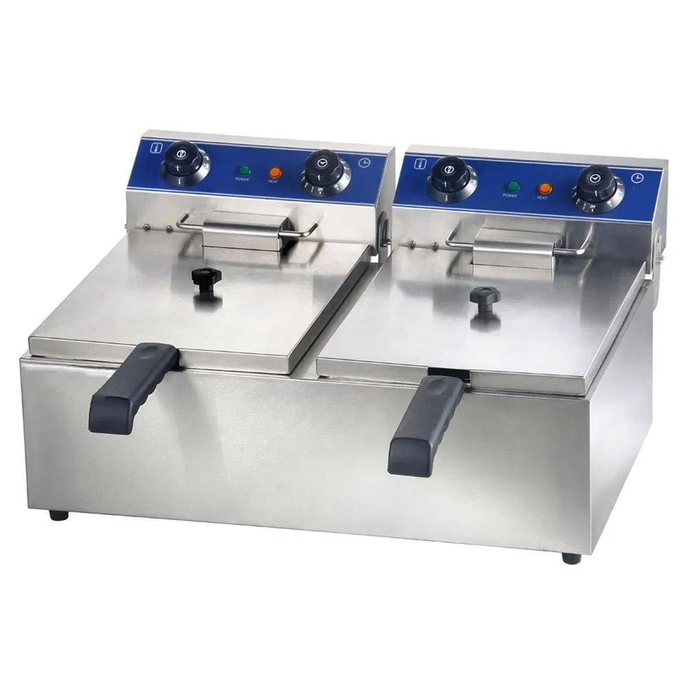 Good Quality Kitchen Appliance Double Tank 2-Basket Electric Fryer Machine for Business
