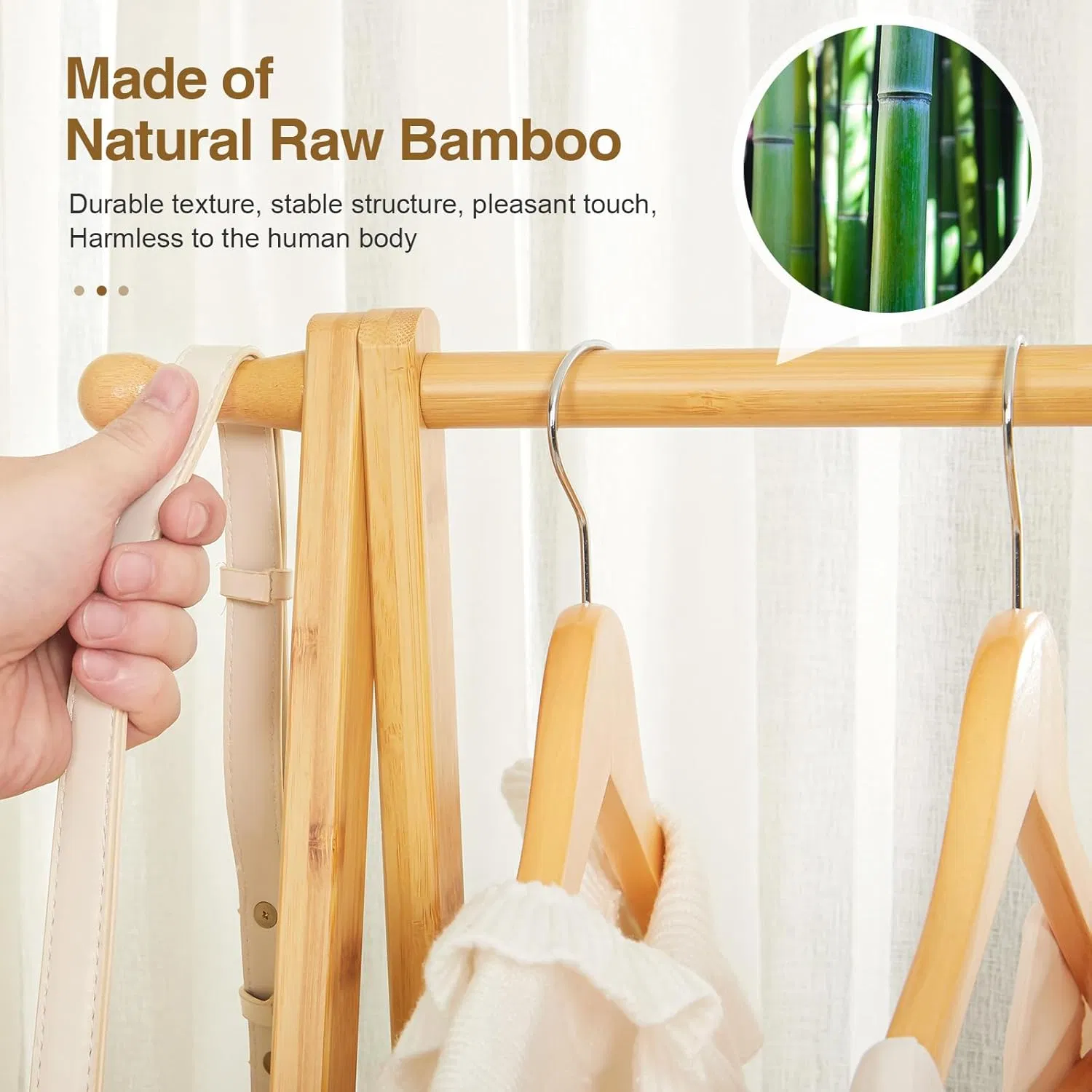 Bamboo Bedroom Cloakroom with Clothes Hanging and Storage Bamboo Clothes Rack