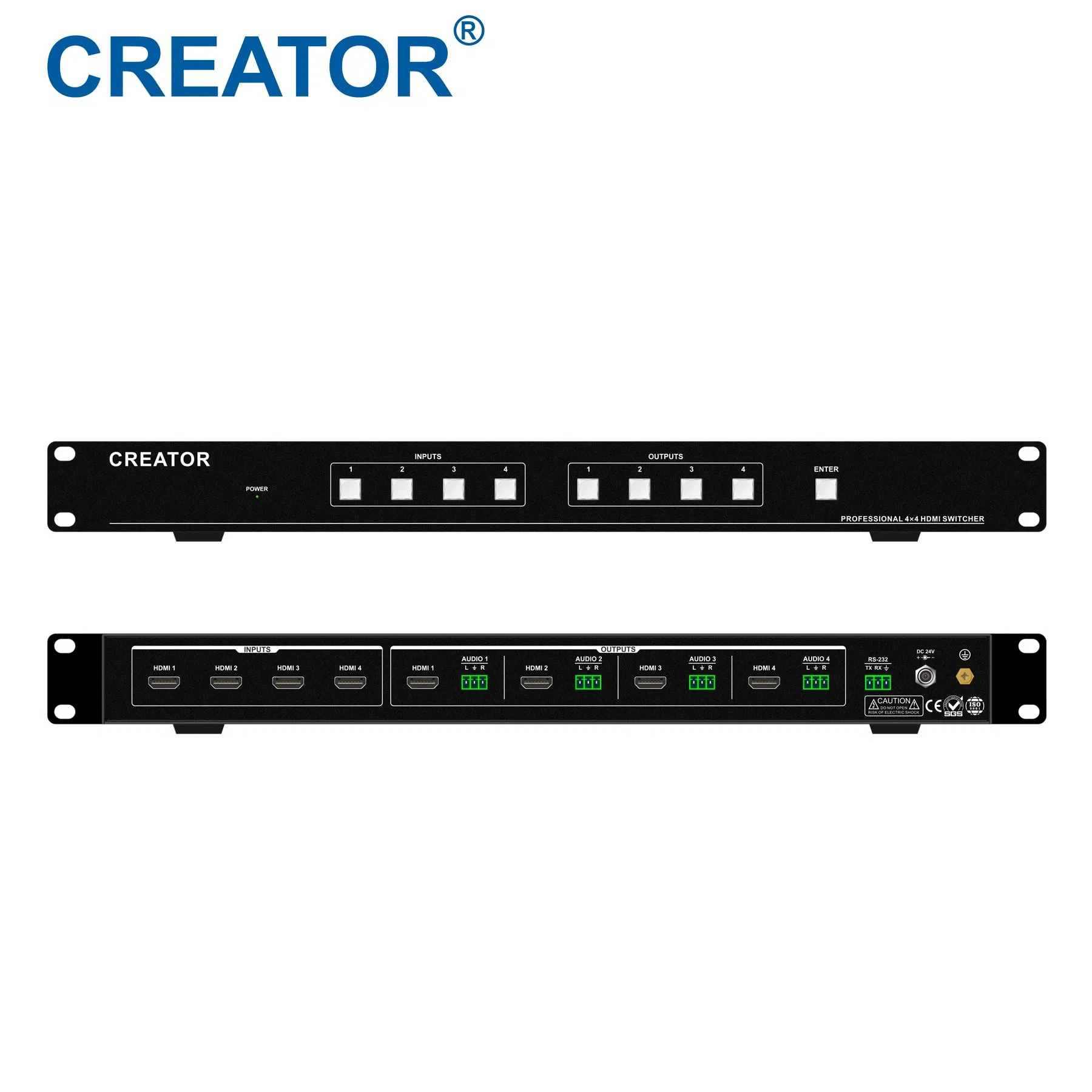 4K@60Hz HDMI 4X4 Matrix Switcher