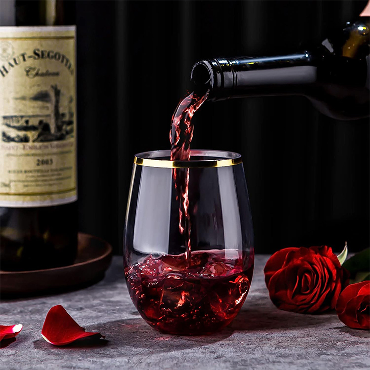 Plastic Champagne Flutes Whiskey Shatterproof Reusable Stemless Wine Glasses