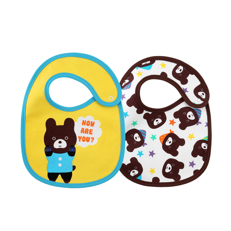 Terry Drool Cotton Bibs Waterproof Adjustable Button Closure Baby Bibs for Feeding, Drooling