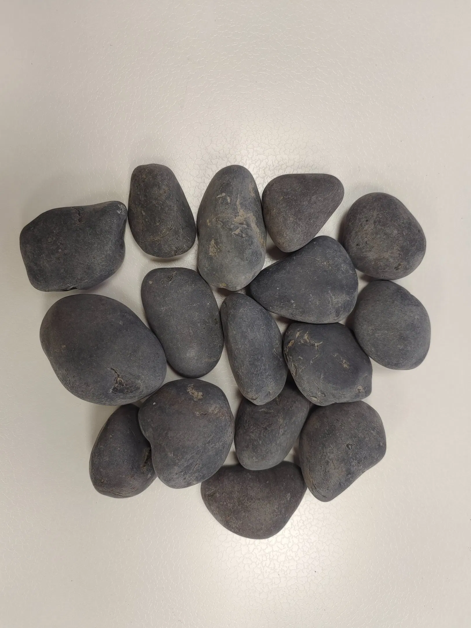 Gravel and Washed Stone Garden Flooring Project, Featuring Gray and Black Gravel, Unpolished Pebble Black Washed Stones