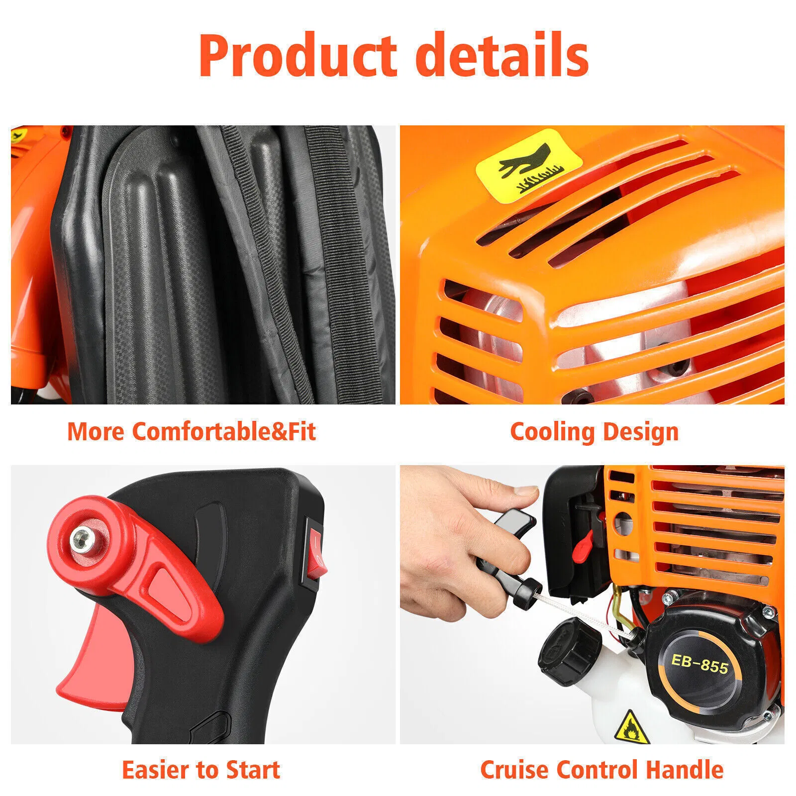 43cc 2-Stroke Cordless Petrol Leaf Blower Air Cooled Engine Garden Yard