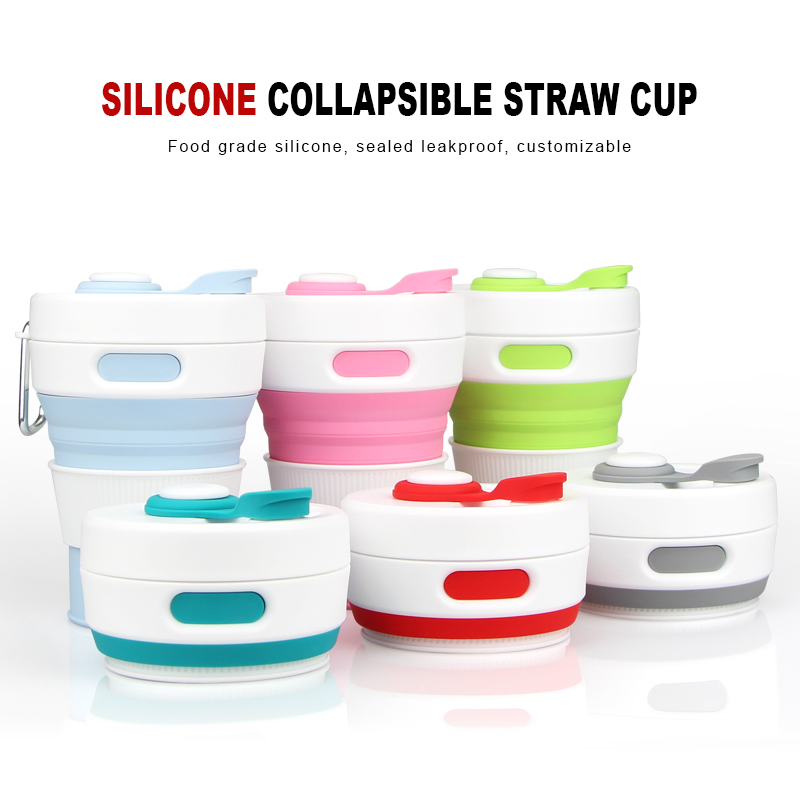 Складная силиконовая бутылка для воды с трубочкой