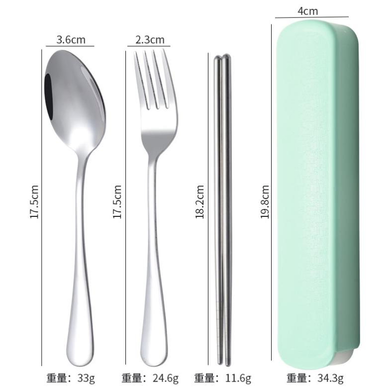 Wholesale Three Colors 304 Stainless Steel Portable Travel Camping Cutlery Set for Gift