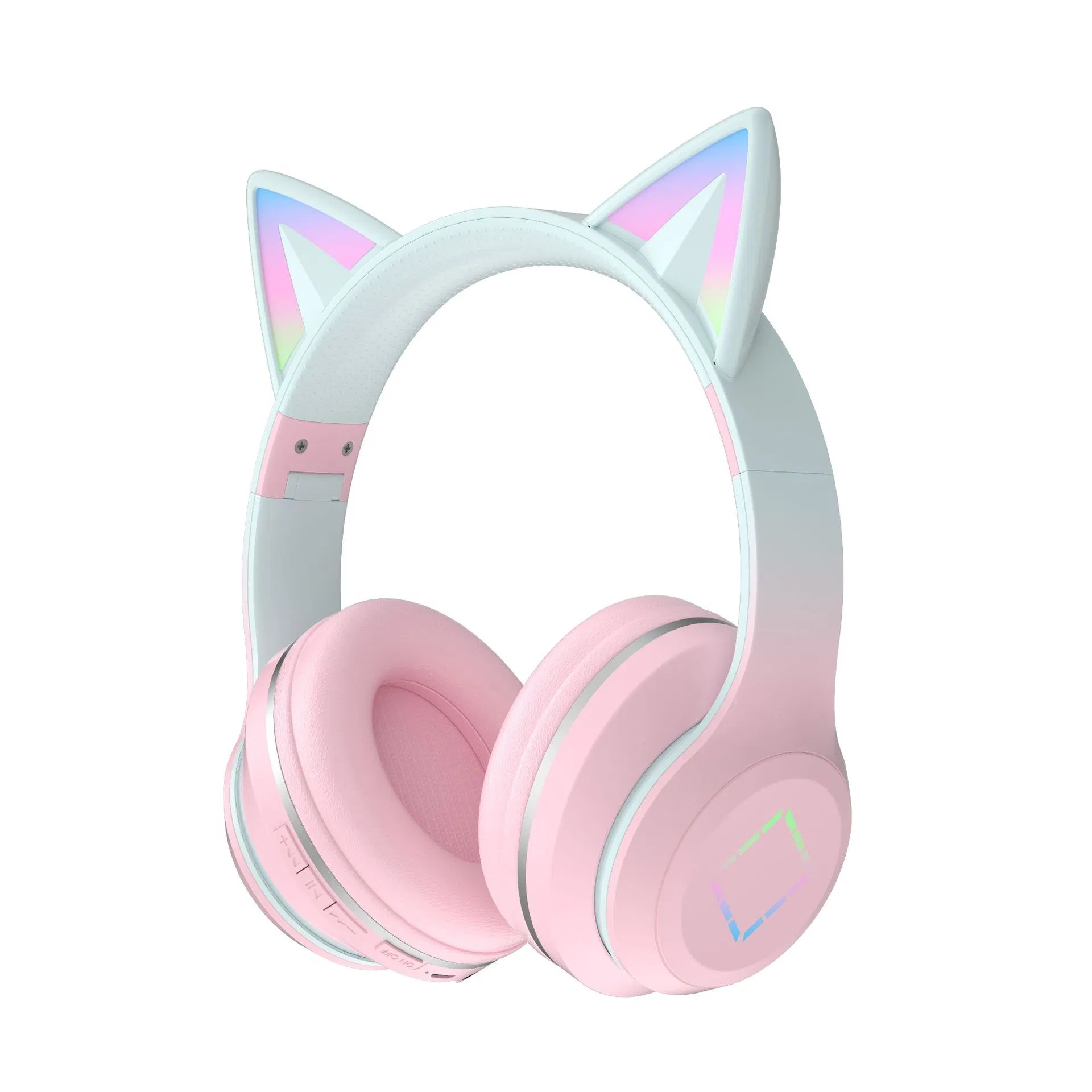 New Arrival Gradient Color Cat Ear Over Ear Wireless Bluetooth Headphones