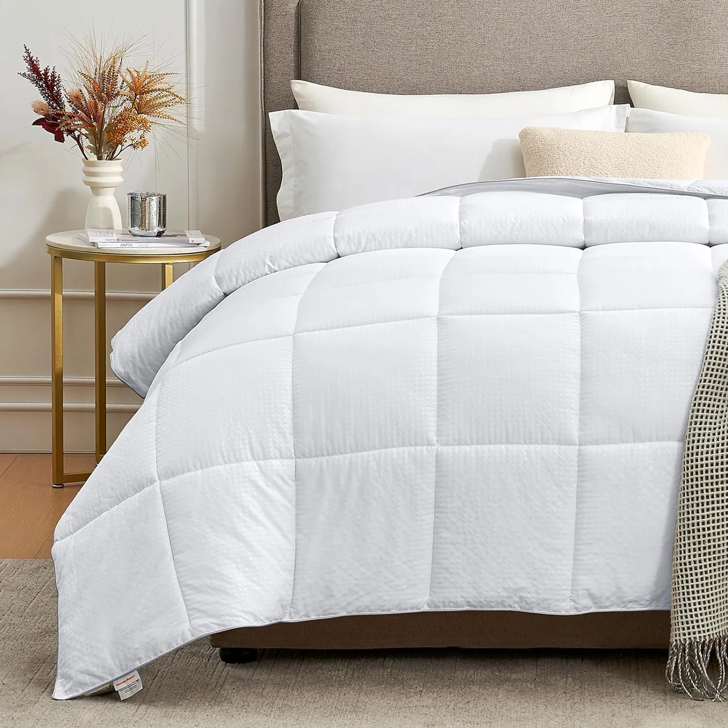 White Duvet Insert Down Alternative Comforter Twin Size Bed with Coner Tabs