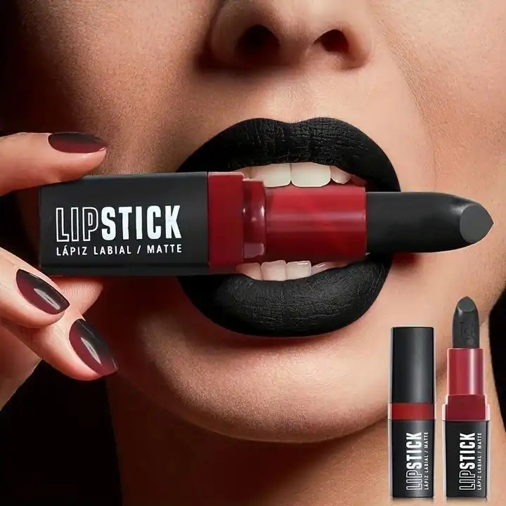 Private Label Halloween Lasting Matte Black Color Lipstick for Lip Beauty Makeup