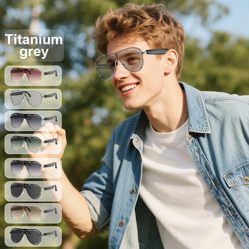 Ai Translation Smart Glasses European and American Large Frame Stainless Steel Bluetooth Audio Sunglasses