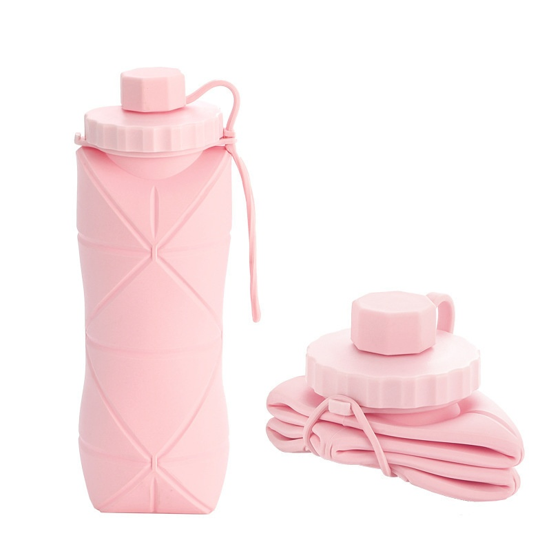 600ml Collapsible Silicone Travel Gym Sport Water Bottles with Leakproof Lid