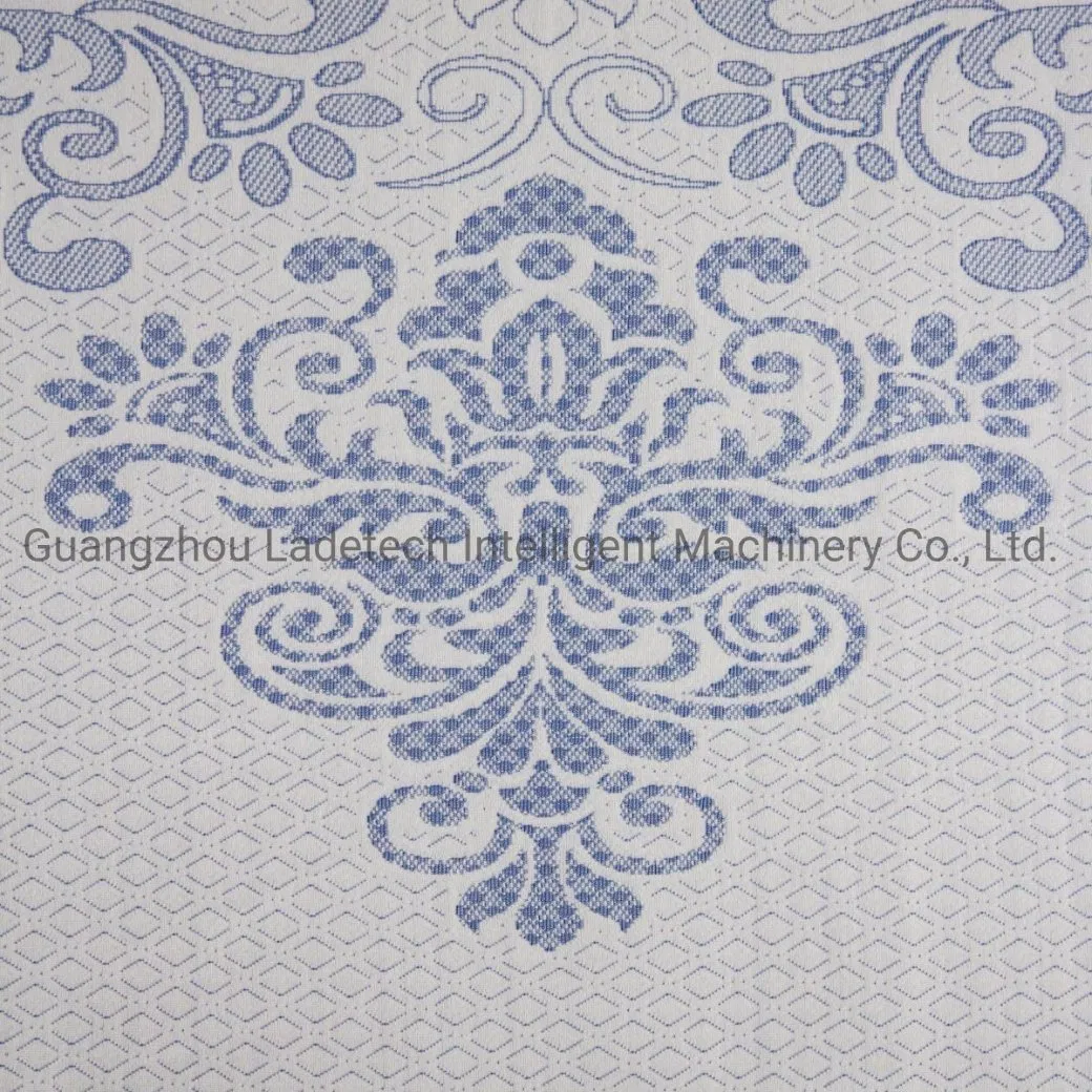 Jacquard Knitted Mattress Fabric 100% Polyester Blue Color