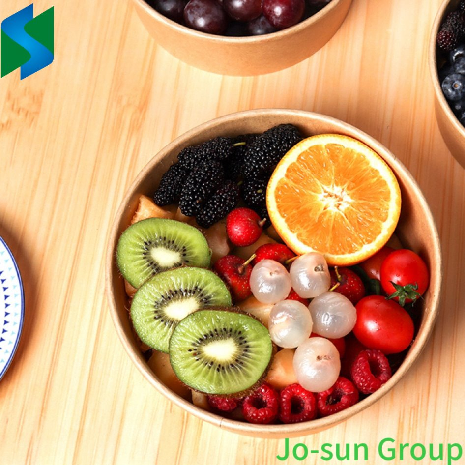 Jo-Sun New Design Factory Custom Eco-Friendly Brown Kraft Paper Food Container Round Bowl