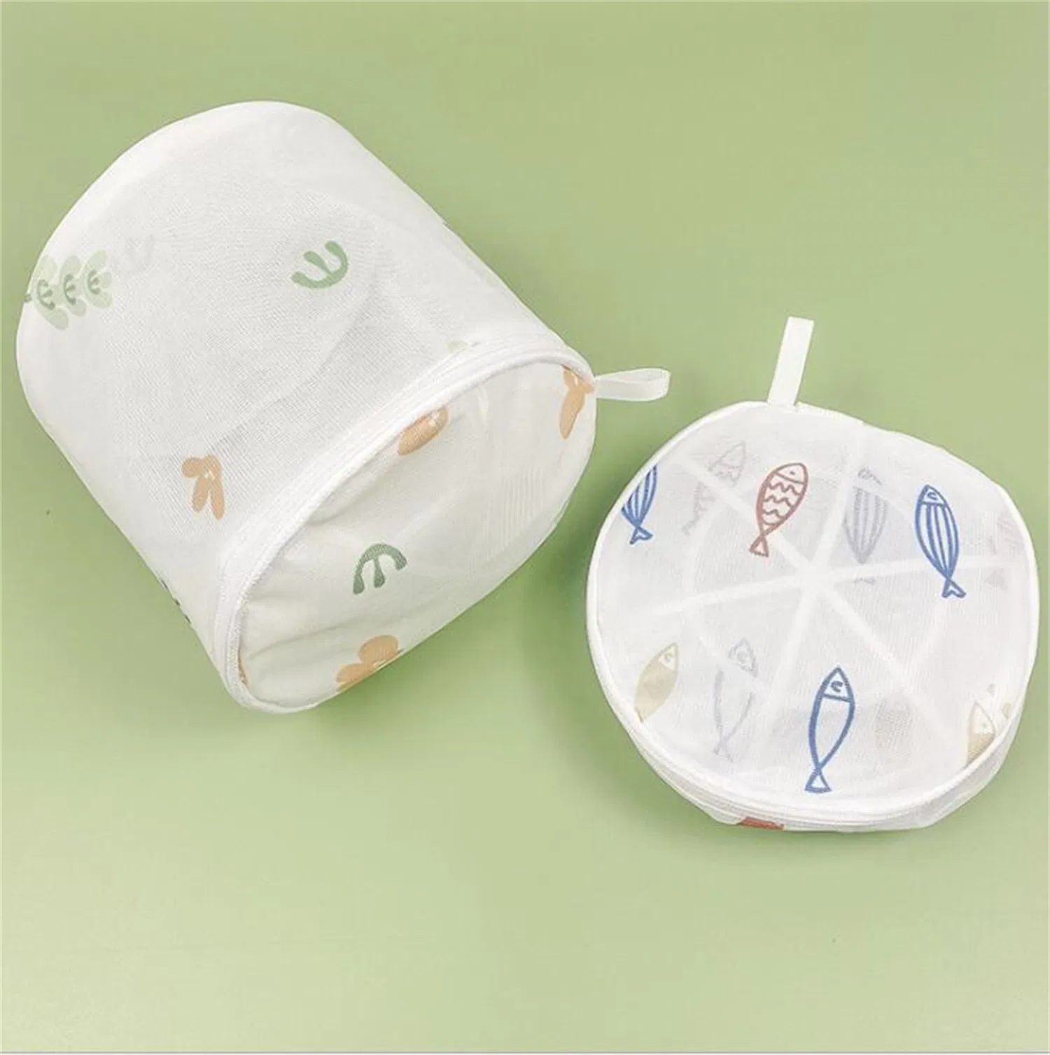 Printed Design Zipper Lock Mesh Laundry Bags