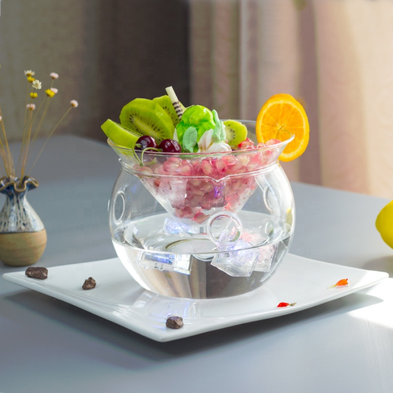Wholesale Glass Salad Bowl Vegetable Tableware Fruit Creative Fruit Glass Bowl