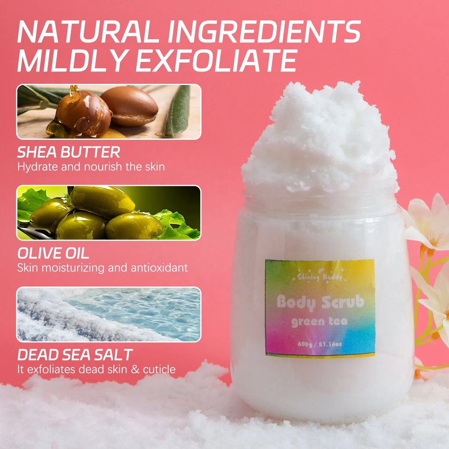 Naturals Exfoliating Olive Oil Dead Sea Salt Deep-Cleansing Face Body Scrub