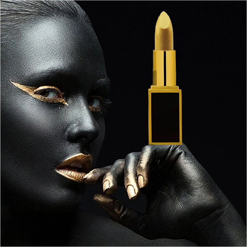 OEM Gold Pearl Lipstick Sparkle Used Alone Overlaid with Lip Makeup