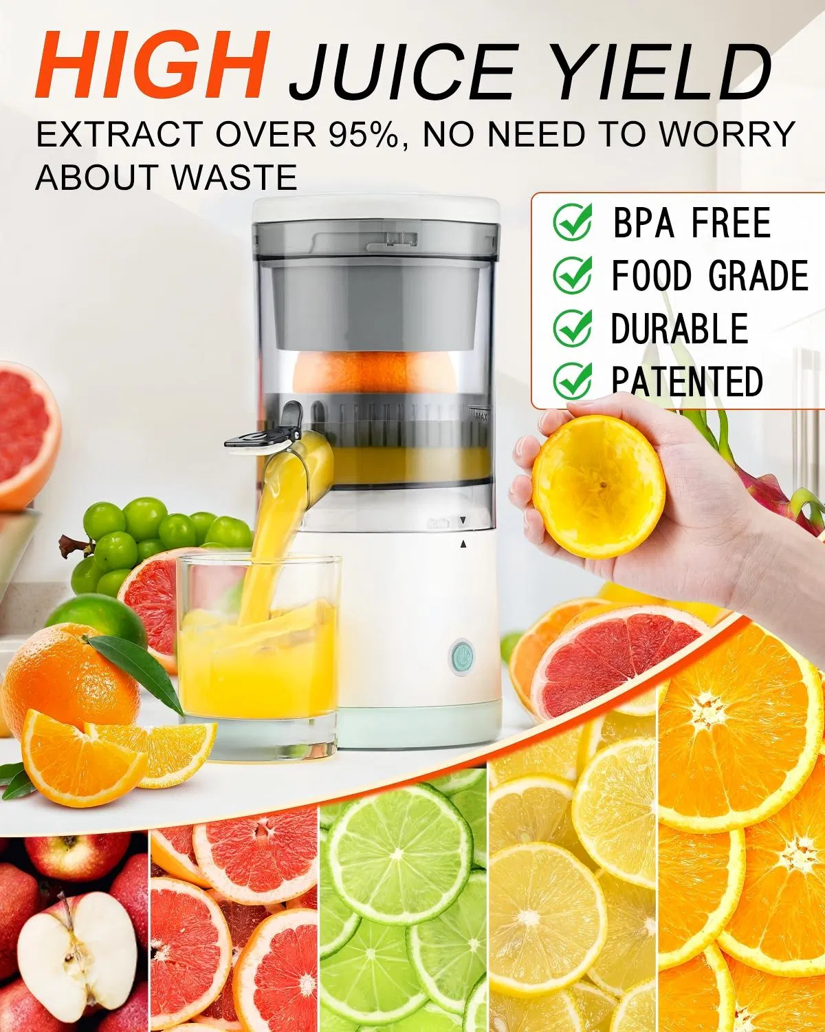 Portable Electric Juicer Blender with USB Rechargeable and Cleaning Brush
