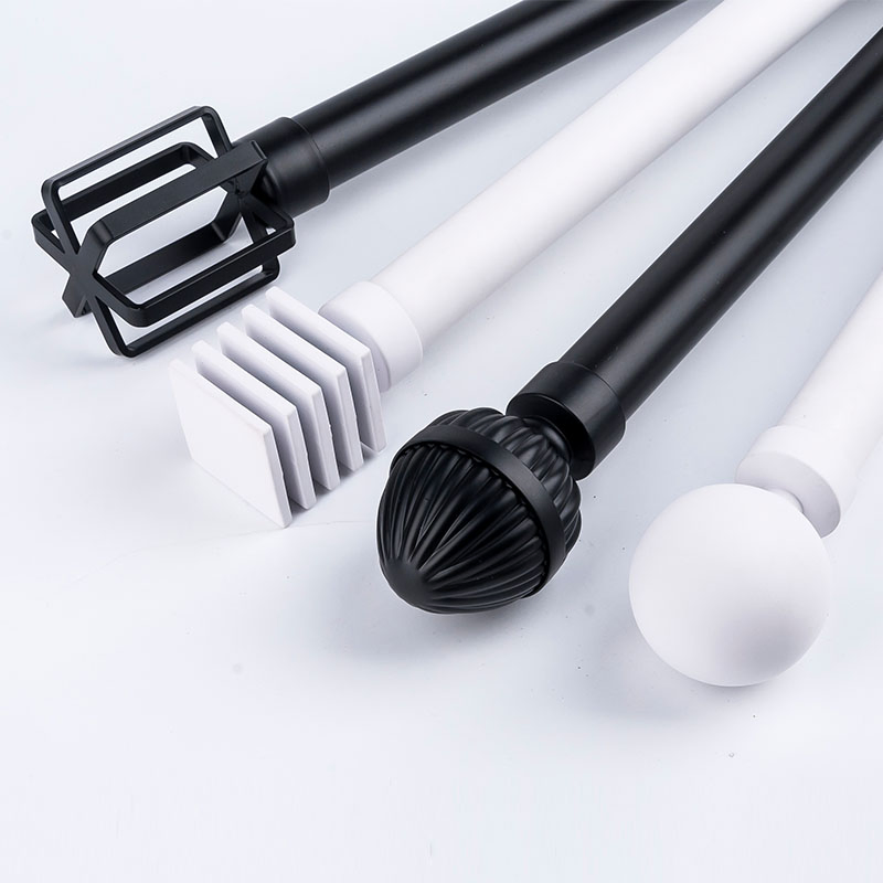 New Arrival Factory Price Wall Mounted Heavy Duty Alloy Bracket Finials Aluminium Double Curtain Rod Set for Bedroom