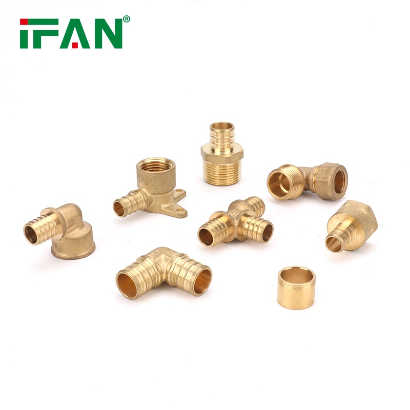 Ifan 16-32mm Easy Convenient Installation Brass Pex Fittings Yellow Pex Pipe Connector Tee Pex Sliding Fitting