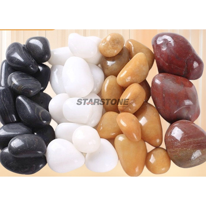 Starstone Natural Polished Black Pebble Stones for Landscaping and Gardens