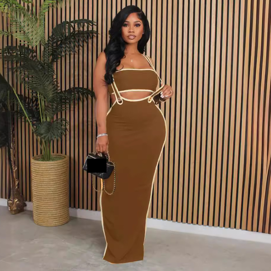 Комплект женский весенний топ без бретелек и юбка длинная