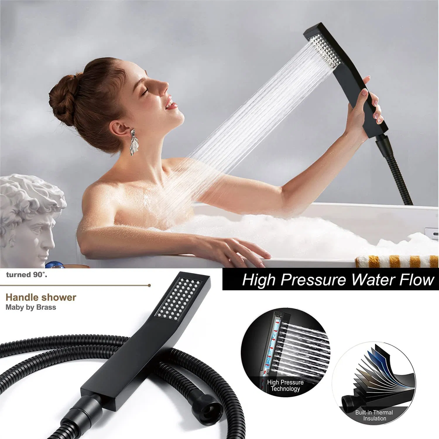 Premium Stainless Steel Pressurized Overhead Shower Head for Luxurious Bathing