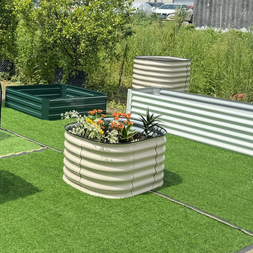 Приподнятая грядка из металла, темно-серая