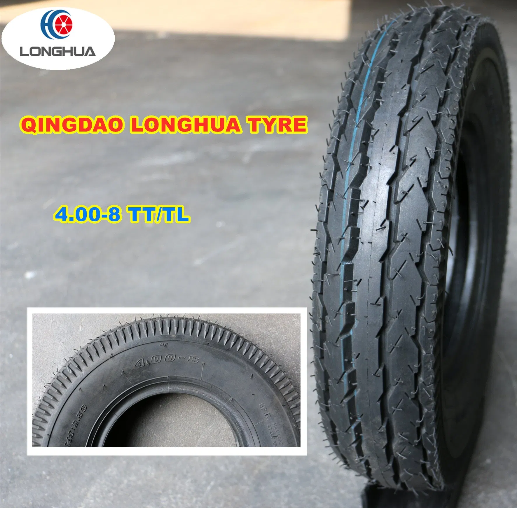 ISO 9001 Certify 8 Inch Natural Rubber Tyre/Motor Tire