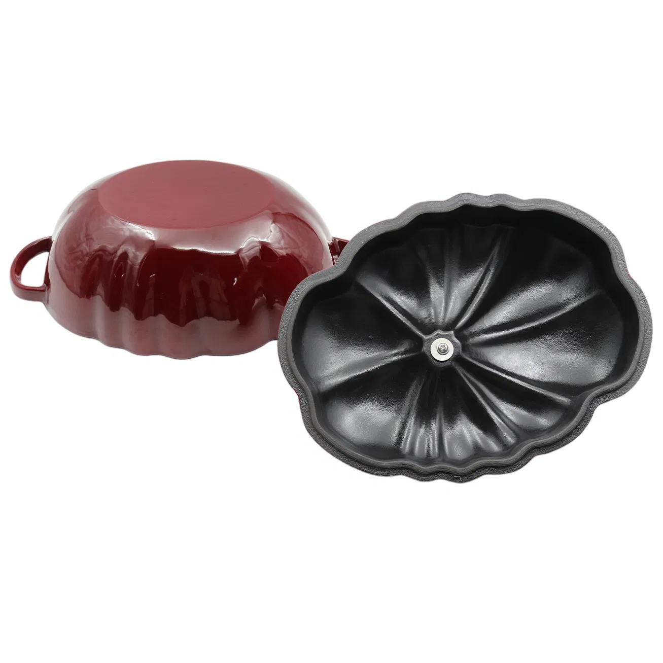 Чугунная эмалированная кастрюля-тыква с ручками