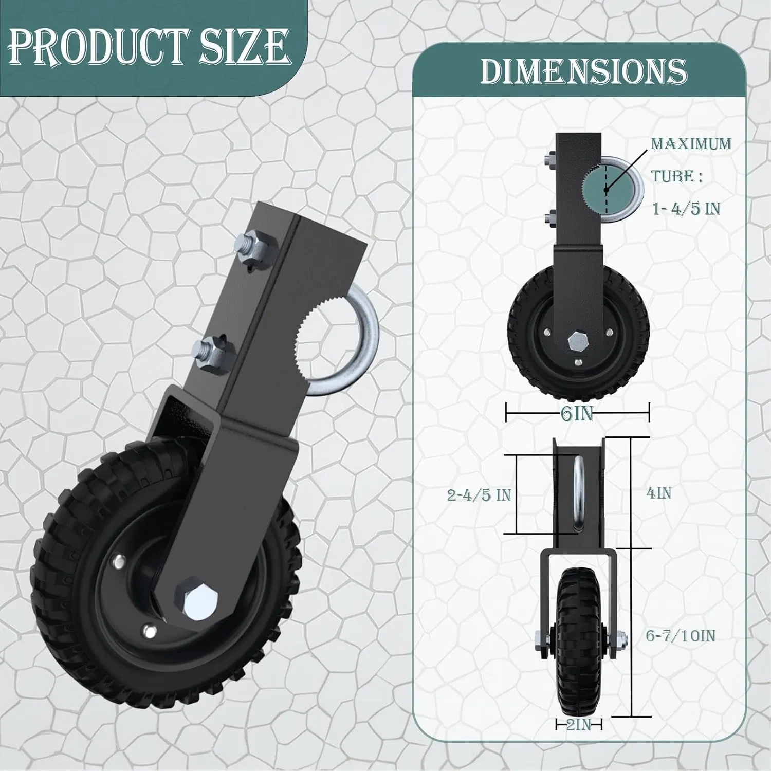 Gate Wheel, 6 Inch Under Mount Door Caster